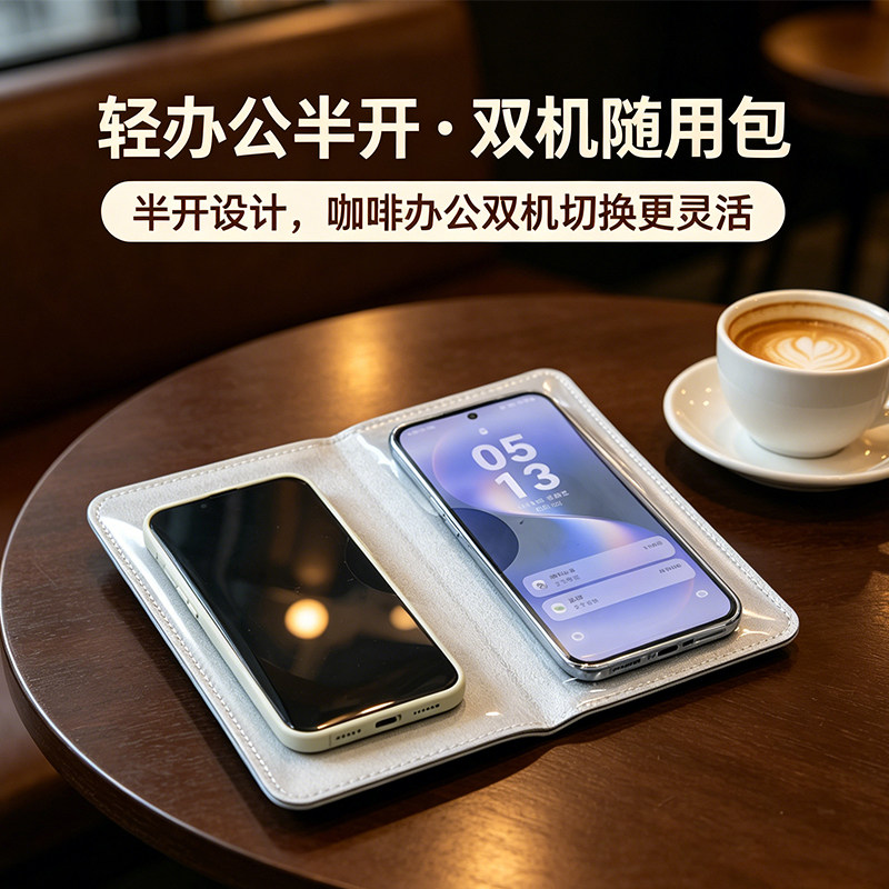 可触屏双手机收纳包适用苹果华为三星荣耀手机保护套