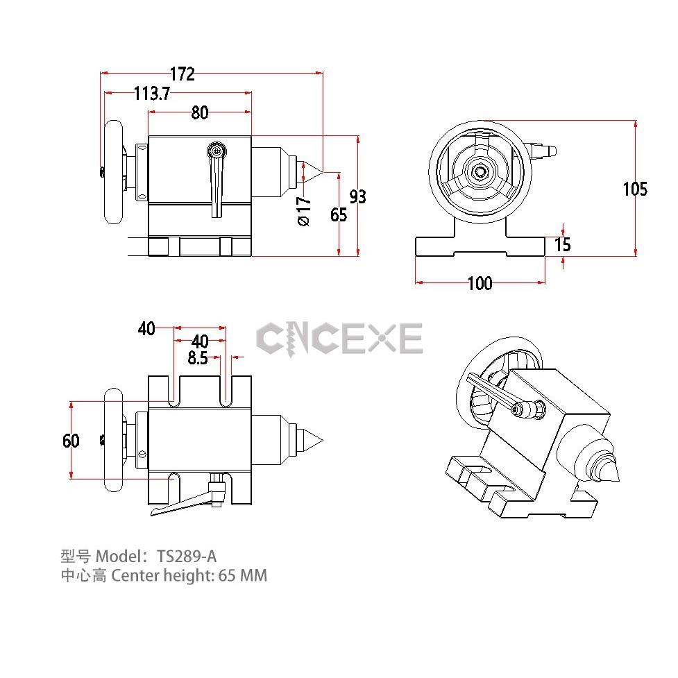 TS数控车床雕刻机尾顶活动顶针尾座高mm铝合金塑料模