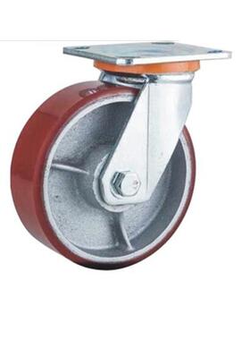 重型铁芯红边PU轮W35Z承重300KG450KG脚轮厂家现货