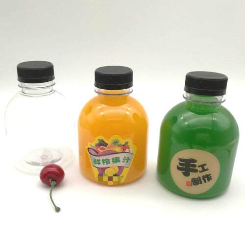 创意奶茶瓶透明塑料瓶350ml果汁饮料瓶酵素瓶蜂蜜奶茶瓶带盖