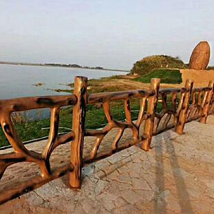 仿木水泥护栏园林景观河道隔离栏新农村庭院绿化仿树藤纹防护栅栏