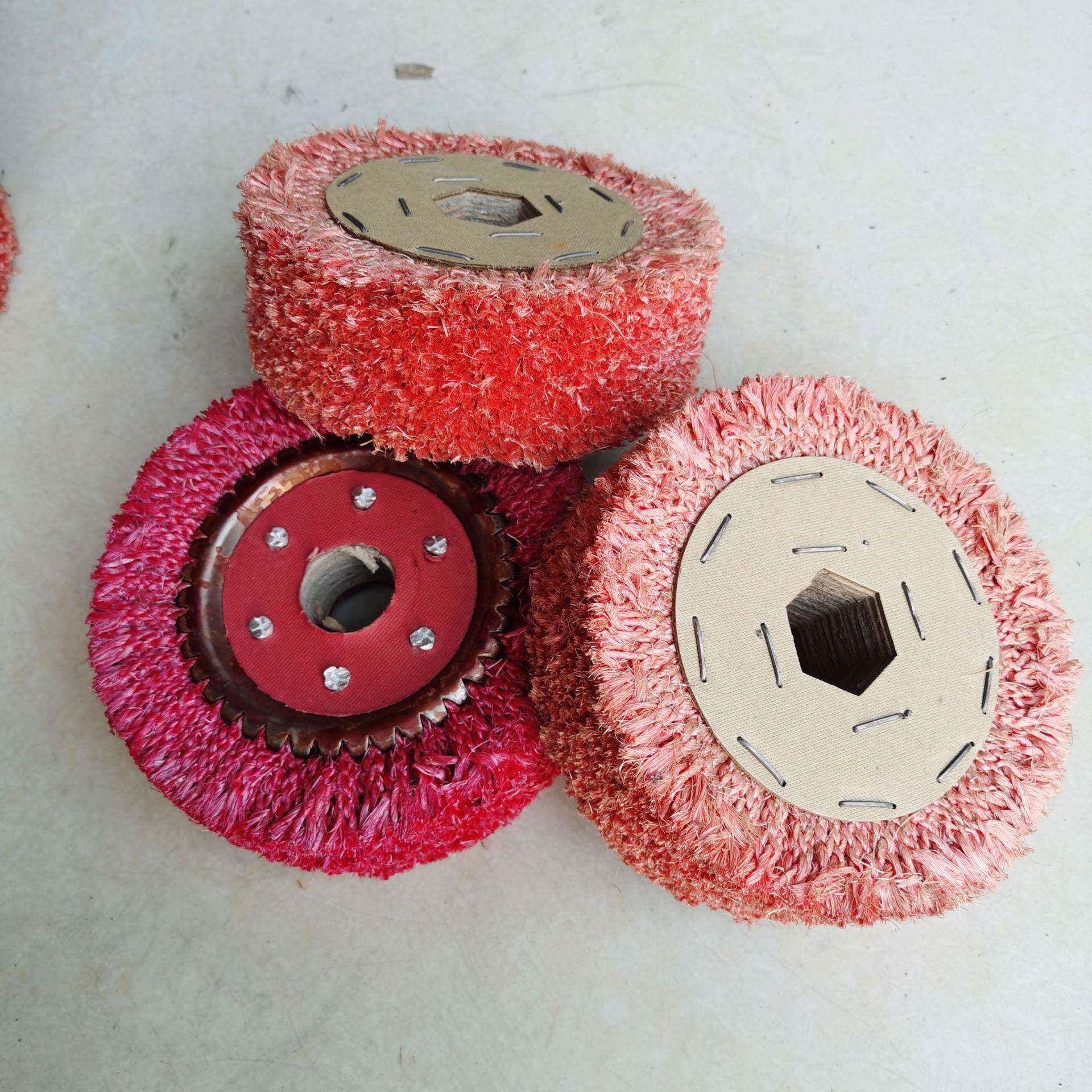 进口红色泡油加硬油麻轮硬油剑麻轮抛光麻轮牛胶麻布轮全麻红麻轮