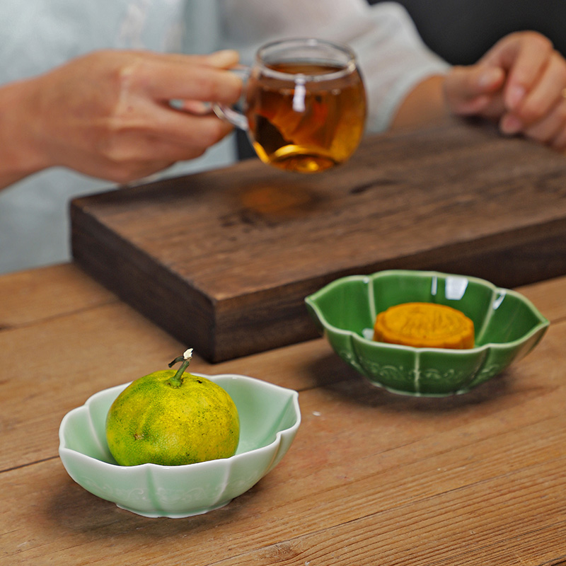 叶落秋景果碟中式陶瓷茶点盘