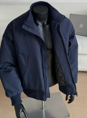 cleanfit藏蓝色飞行夹克棉服男