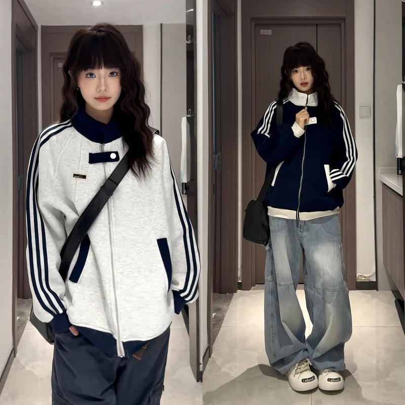 重磅卫衣外套男生美式潮牌拼接