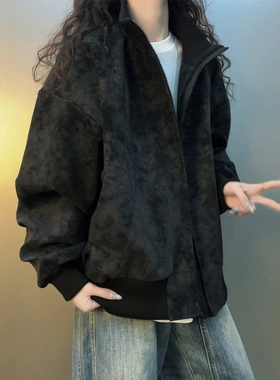 美式复古皮衣外套男款春季新款雾面设计感短款飞行员夹克情侣装