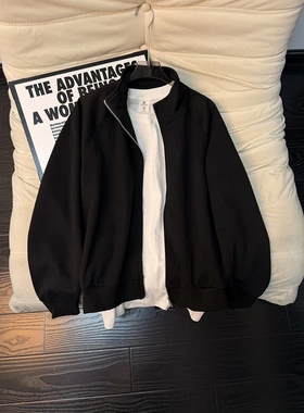 cleanfit美式复古开衫卫衣男款春季新款设计感斜切立领夹克外套潮