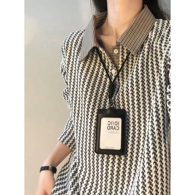 美式复古polo领卫衣男高级鱼骨纹