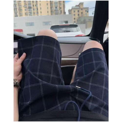 美式复古格子短裤男夏季薄款宽松