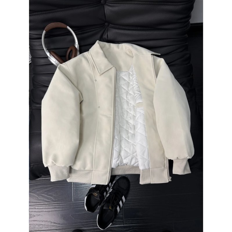 美式pu翻领皮衣棉服男款冬季加厚