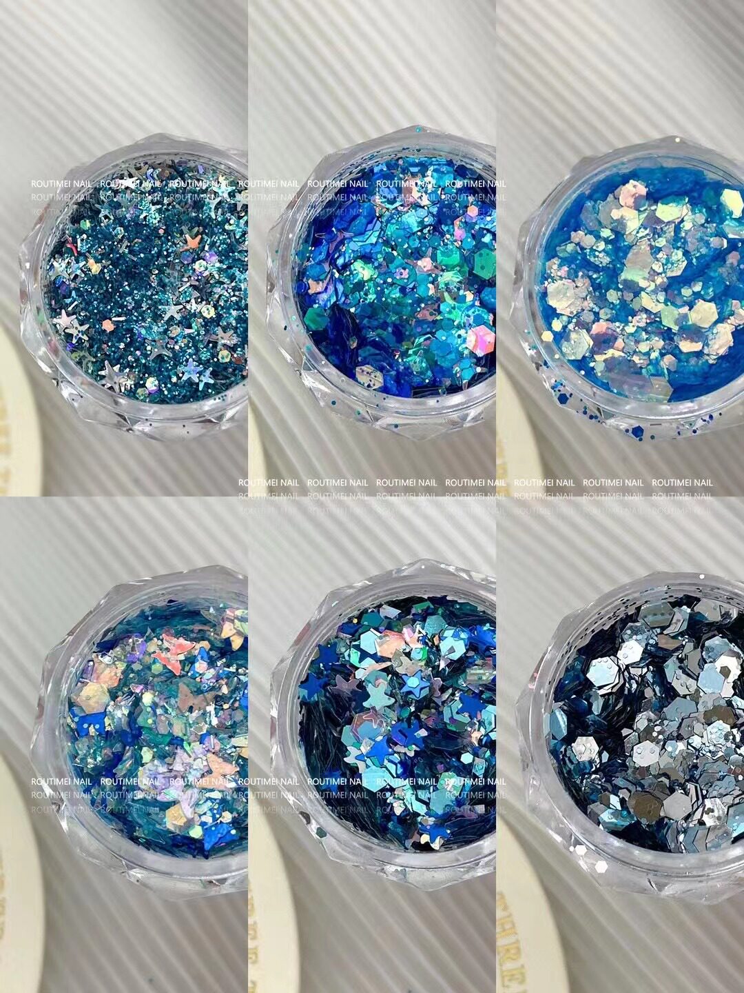 ins风蓝色爆闪蝴蝶星星混装韩国亮片美甲网红大爆款彩色闪粉饰