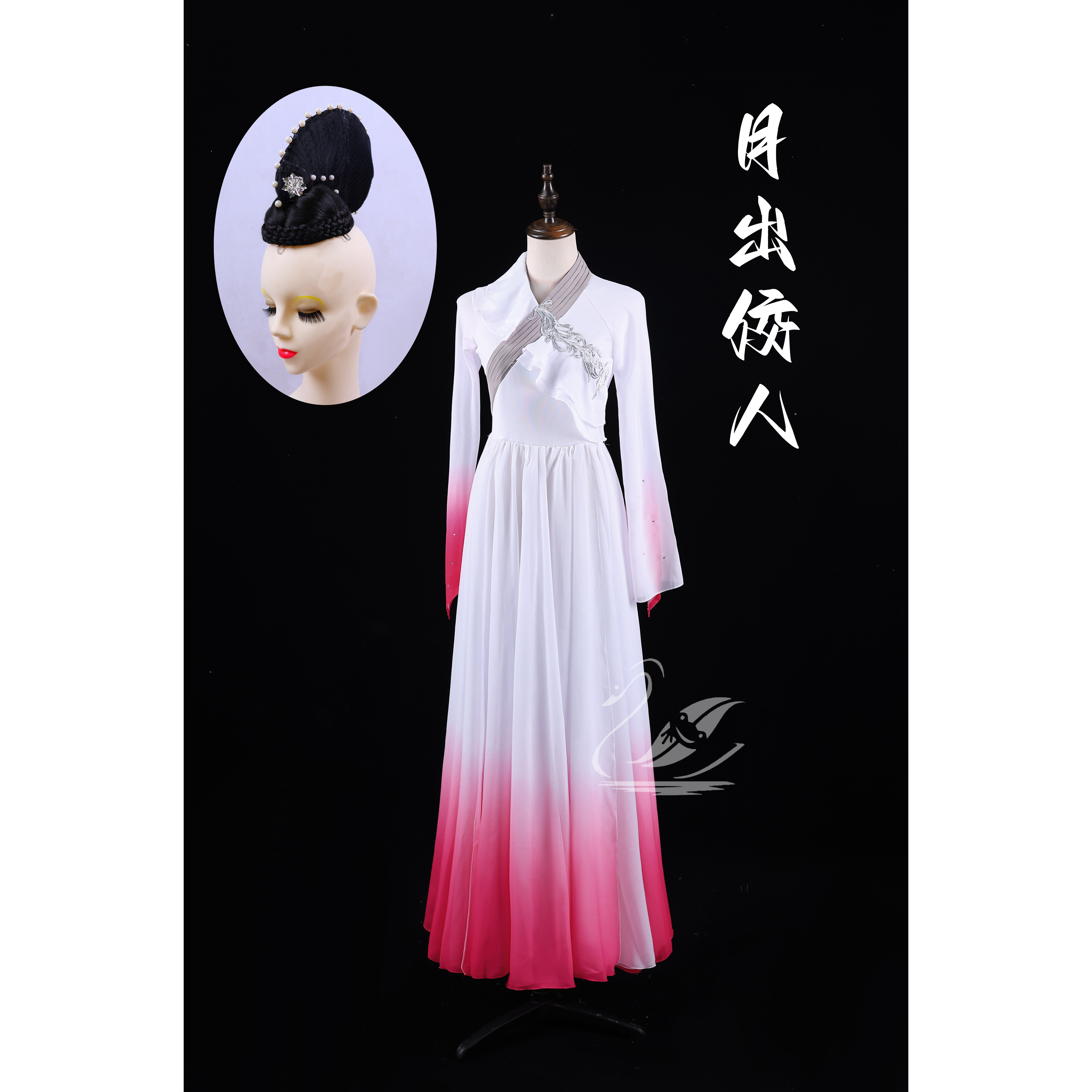 独舞月初佼人古典舞演出服女飘逸新款蹈服装清新淡雅纱衣长裙