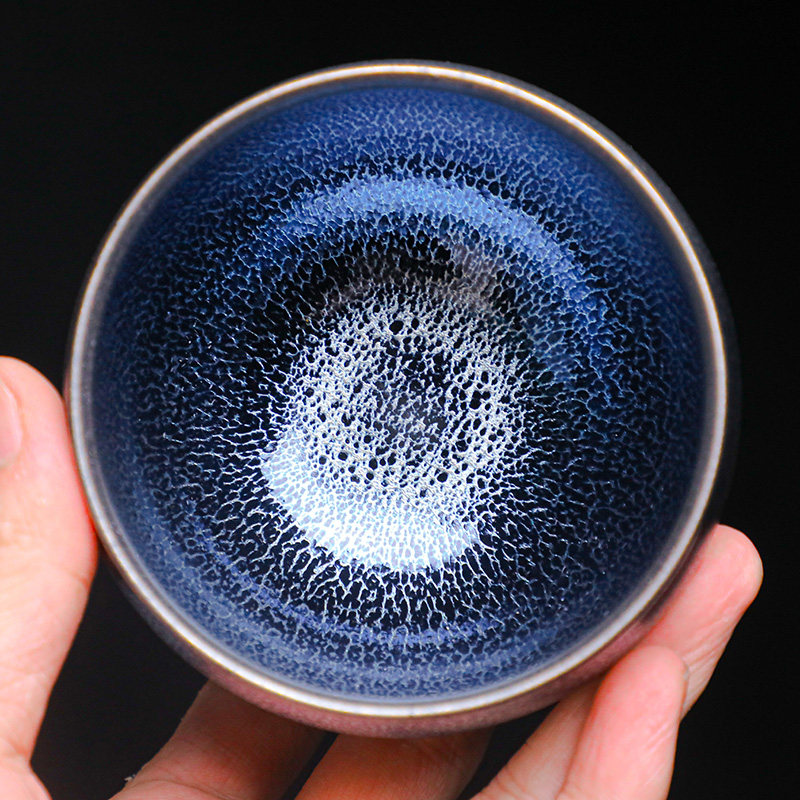 极友茗蓝麒麟建盏纯手工建窑主人杯品茗杯功夫茶陶瓷茶杯单个礼盒