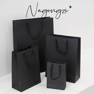 黑色礼品袋手提袋纸袋黑卡袋子手提纸袋纸质包装袋定做服装购物袋