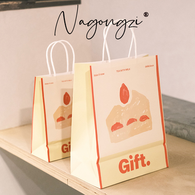 甜蜜暴击烘焙手提袋甜品打包袋定制面包蛋糕店外卖小袋子牛皮纸袋