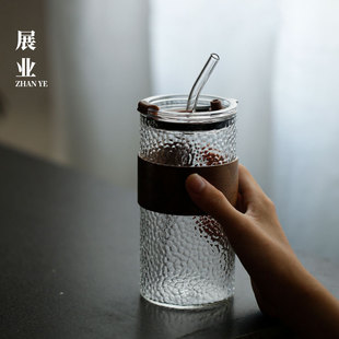 高颜值吸管杯带盖高硼硅玻璃杯子大容量新款防烫牛奶咖啡果汁水杯