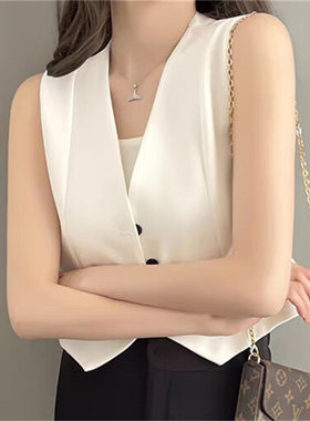 西装马甲女款背心外穿2026秋装新款白色修身无袖短款坎肩外套马夹