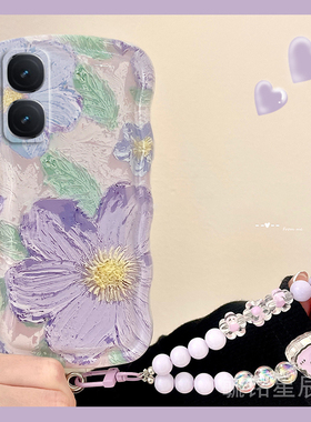 适用iqooz9turbo手机壳iqooz8新款iqooz7x油画z7紫色z9花朵ins风z10turbopro韩系iqooneo10透明neo9spro+硅胶