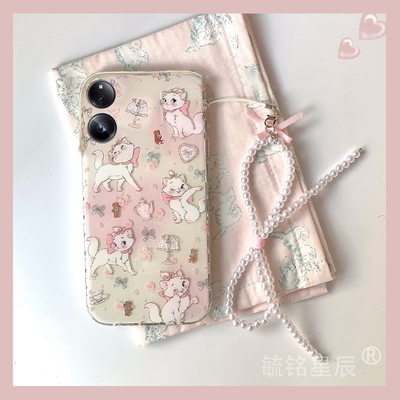 适用小米mixflip手机壳折叠屏mixfold4可爱mixfold2粉色mixfold3折叠款翻盖玛丽猫带挂绳的小碎花女透明新款