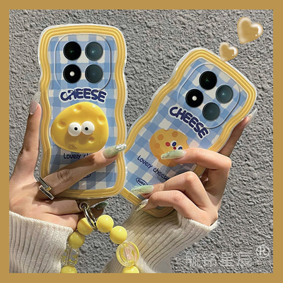 适用小米redmi红米note15pro手机壳note14pro+新款13黄色12t卡通12turbo奶酪11tpro十11e波浪边11r带支架的10