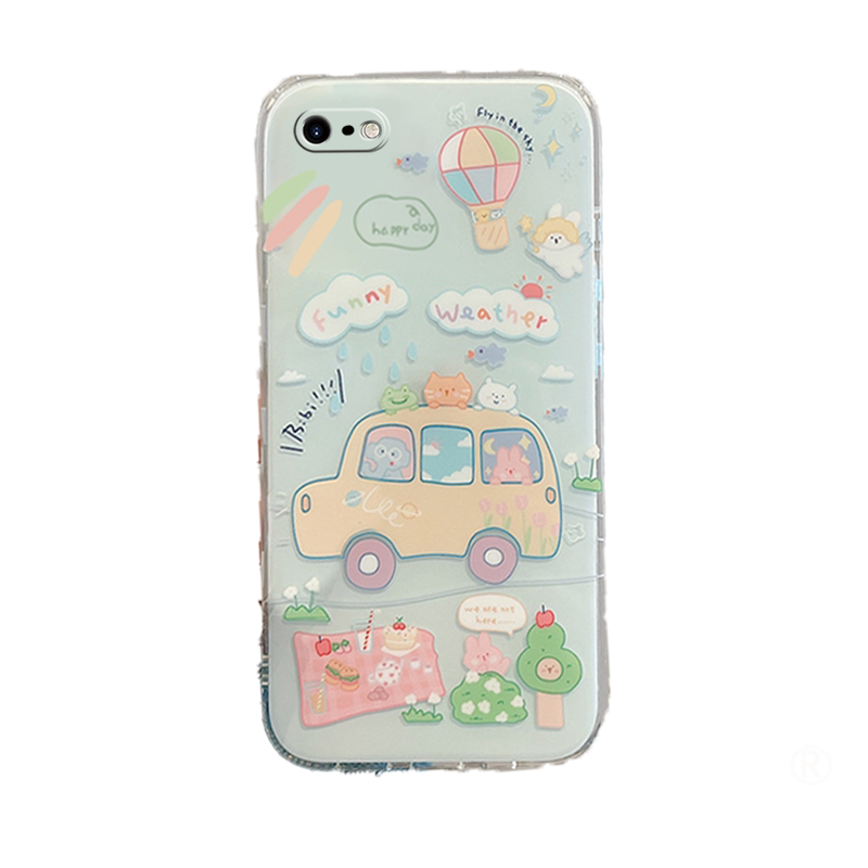 新款卡通动物适用苹果8Plus手机壳iPhone7带支架的se3兔子se2挂绳6手腕带6s防摔5透明5s硅胶套4女4s网红ip7七