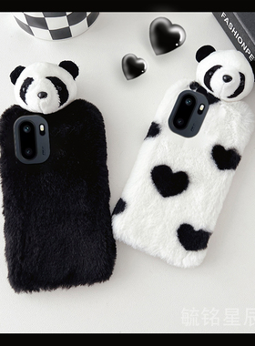 适用一加15手机壳13/t/1+Ace6/ace5竞速版6T/3毛绒ace2新款12立体3v竞速版2v熊猫11爱心10pro黑色9r硅胶8防摔