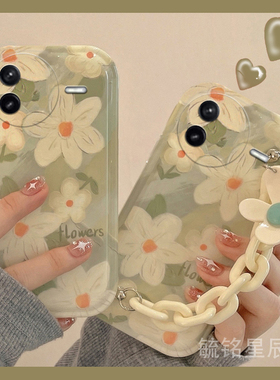 适用小米redmi红米k70手机壳k60至尊版k80气垫k30i新款note14绿色13r花朵12turbo腕带11pro+手链条11tpro防摔