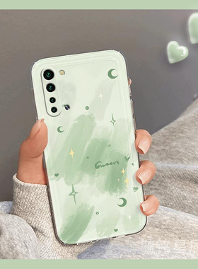 新款绿色晕染涂鸦月亮适用OPPOReno3Pro手机壳3元气版5g透明的Reno2硅胶2Z保护套Z简约Ace多巴胺Ace2防摔小众