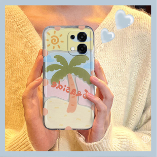 适用oppoa6手机壳a3pro新款a6max夏日a6i+gt椰子树a5简约a5x轻奢a3x软硅胶a3iplus透明的a2小众a1活力版x情侣