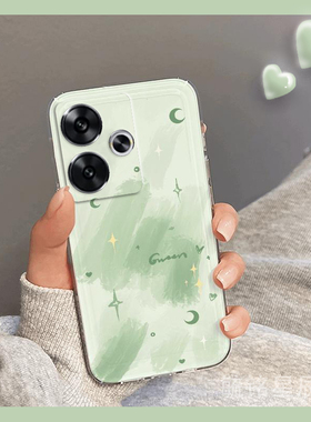 新款绿色晕染涂鸦月亮适用小米redmi红米Turbo3手机壳Note9Pro透明的Note8Pro硅胶7保护套ins风5简约4X多巴胺