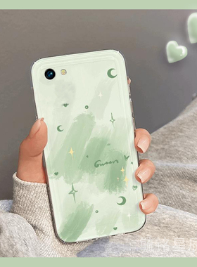 新款绿色晕染涂鸦月亮适用OPPOA59手机壳A57/A58透明的x硅胶A56保护套A55/A53多巴胺A52/A36/A57t女s/A32/A35