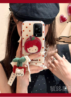 新款韩系红色樱桃适用小米黑鲨5手机壳5Pro带支架的5RS挂件3透明3S硅胶的3Pro可爱kt猫4波点4s高级感网红女款
