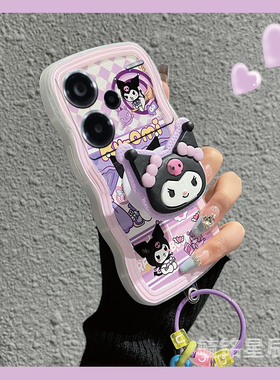 波浪边新款紫色库洛米适用小米redmi红米Note14手机壳14Pro带支架13Pro+气囊十透明卡通吊坠挂件保护套高级感