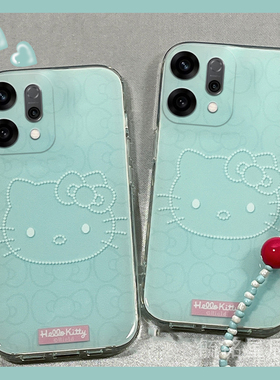适用opporeno14pro+手机壳13/12pro十11新款10蓝色KT猫9可爱8带挂绳的7se软硅胶HelloKitty女生6高级感5k网红