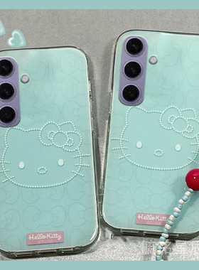 适用三星s25手机壳edge/s24ultra十s23新款s22+蓝色KT猫s23fe可爱s21带挂绳的s20软硅胶HelloKitty高级感s10e