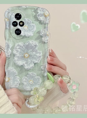 新款油画绿色花朵适用华为honor荣耀200Pro手机壳200Lite透明的100Pro+软硅胶90GT波浪边十气囊情侣全包p小众