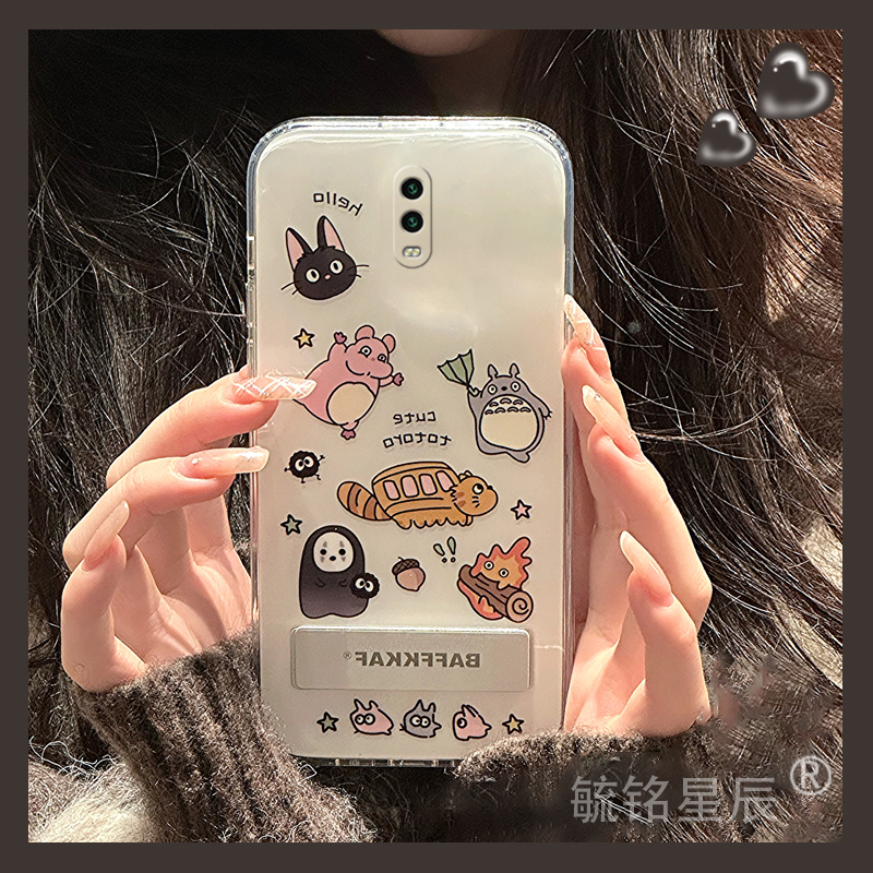 适用oppor17手机壳r15梦镜版r15x新款r11splus龙猫r11t无脸男r11s卡通r9带支架r9splus创意透明超火硅胶全包
