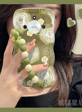 适用华为荣耀x70手机壳x60新款X50i+绿色x50gt油画x40gt竞速版x40i十x30max花朵x20se波浪边x10挂绳x9c腕带b