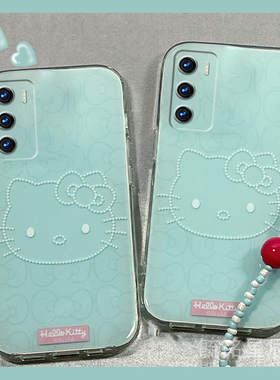 适用realme真我v70手机壳v20/v11新款v70s蓝色KT猫v60pro/v50可爱v30t带挂绳的v25软硅胶HelloKitty高级感v15