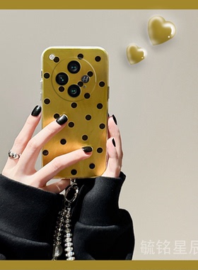 新款ins黑色波点适用OPPOFindN3Flip折叠屏手机壳FindN折叠款FindN2Flip透明FindN3翻盖FindN2黄色硅胶的简约