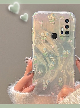 新款春日蓝色郁金香花朵适用vivoZ6手机壳Z5透明的Z5x硅胶套Z5i羽纱Z3小清新Z3i全包Z1镭射Z1i轻奢渐变高级感