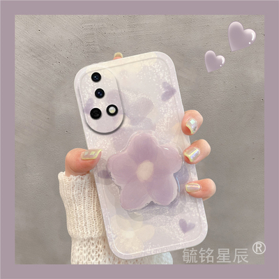 新款女紫色晕染花朵适用华为nova13手机壳13pro透明12活力版12ultra网红11se爆款10带支架的9硅胶韩风少女心7