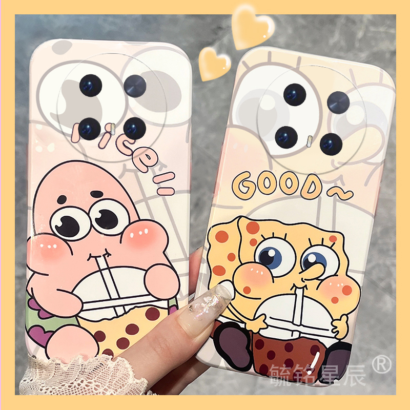 适用华为mate70pro手机壳pura80新款60海绵宝宝30rs保时捷70卡通40e派大星20透明10硅胶的9防摔p20+十nove13