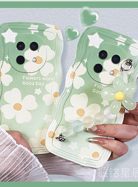 适用oppoa5手机壳a5pro新款a3绿色a3x小白花朵a3i链条a2手腕带a2x防摔a2m波浪边ins风a1活力版a1x小清新i全包