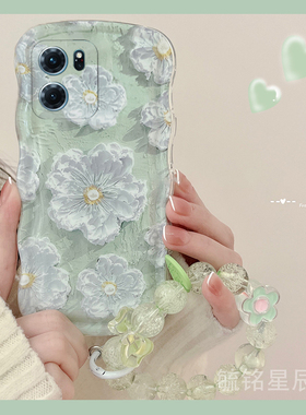 新款油画绿色花朵适用华为honor荣耀Play9T手机壳8T透明的7T软硅胶7TPro波浪边6C气囊情侣全包轻奢风小众6T女