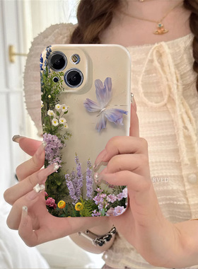 晱晱紫色蝴蝶适用iPhone15promax苹果13小米14华为mate60pro/nova12p70荣耀90/vivoX100一加菲林手机壳oppo