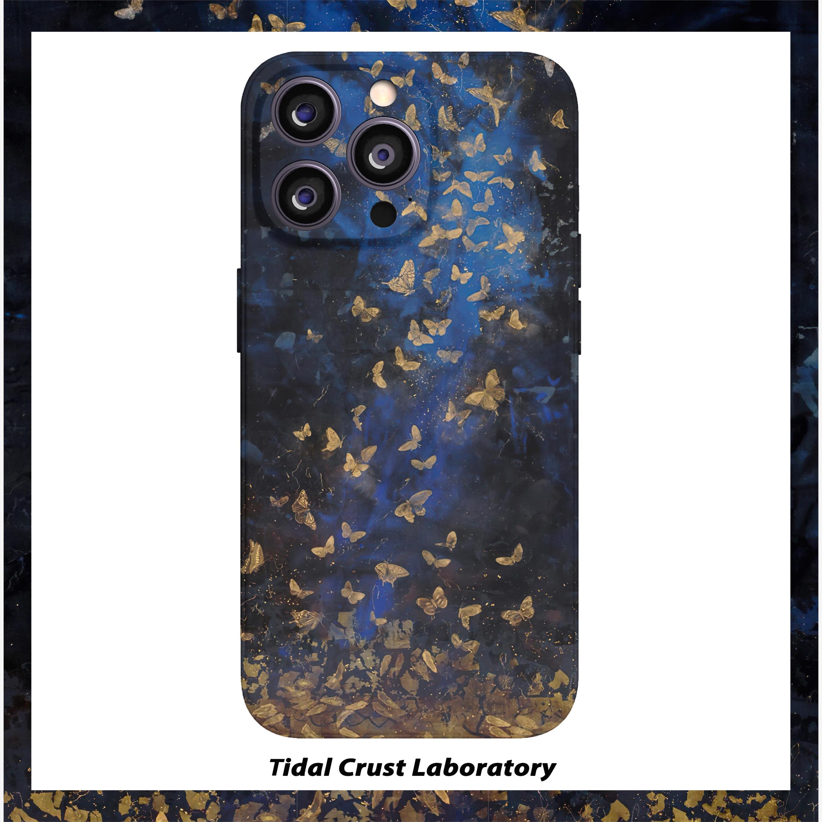 晱晱舞动的蝴蝶化蝶蓝色高级小众菲林软全包手机壳适用苹果15iphone14小米14华为mate60荣耀80vivox100oppore