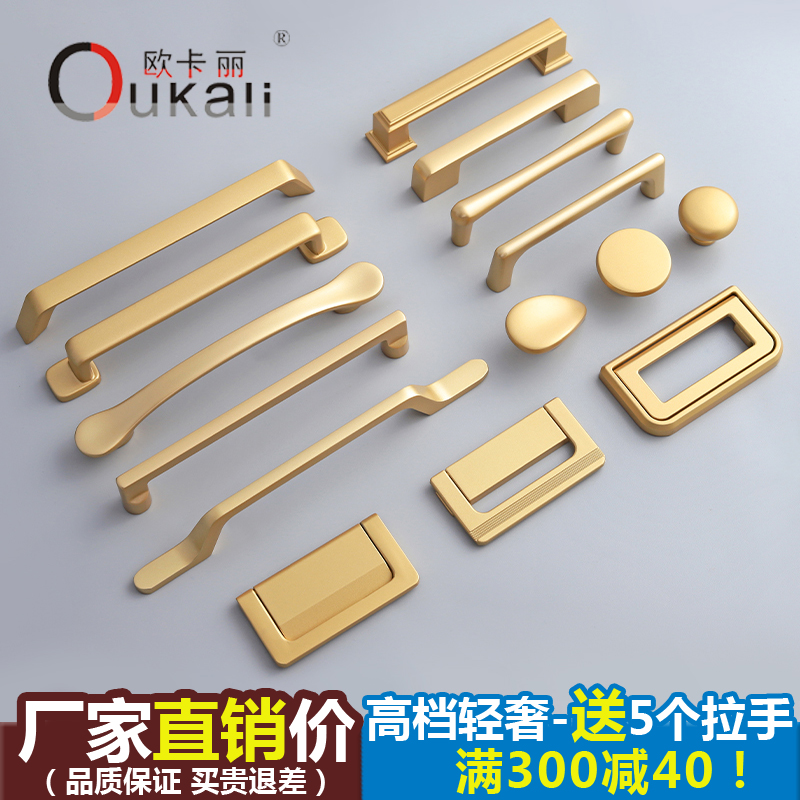 欧卡丽橱柜厨房金色拉手轻奢