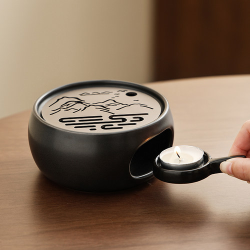 中式煮茶炉禅意复古陶瓷蜡烛加热