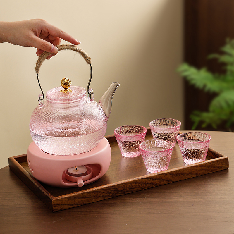 玻璃茶壶套装蜡烛加热煮茶炉可明火耐高温花果茶壶年轻人茶杯茶具
